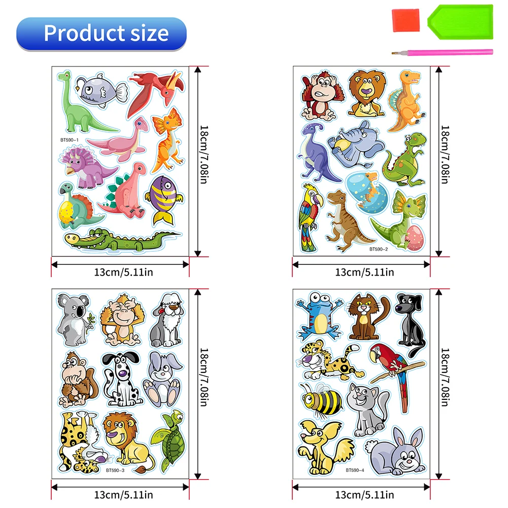 38pcs/a set DIY Animal Diamond Painting Sticker Gem Sticker for Boy Gift