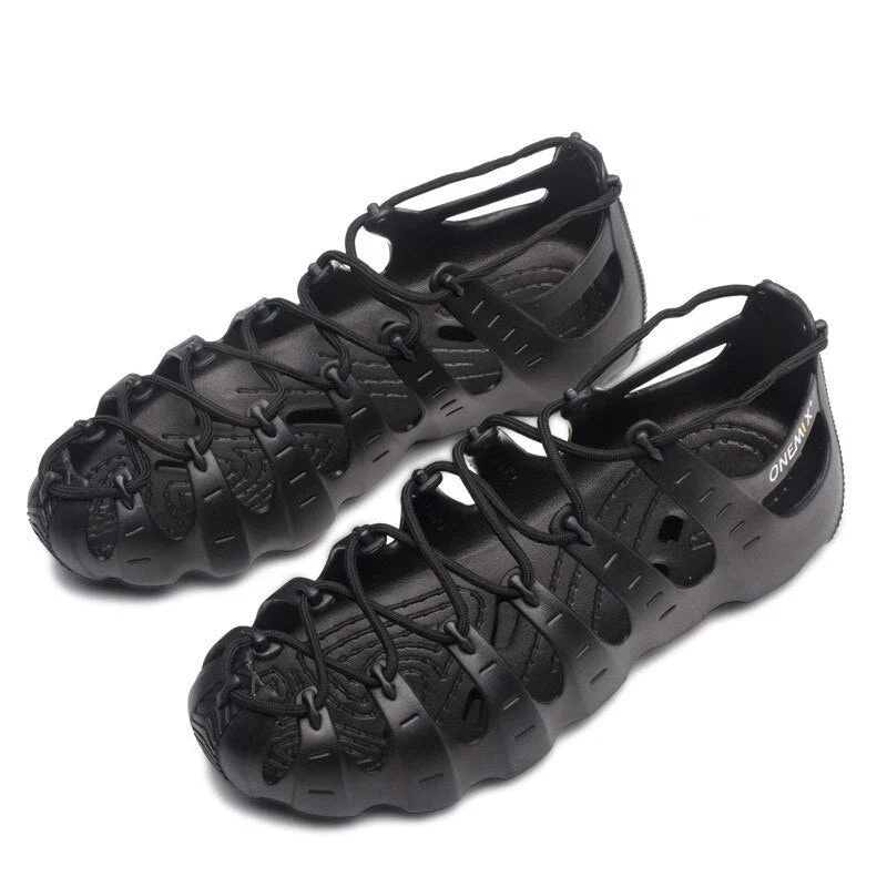 ONEMIX summer shoes Men Women Casual Shoes Rome Style Outdoor Beach Sandals Wading Upstream Footwear Ultralight Lace-up Slippers