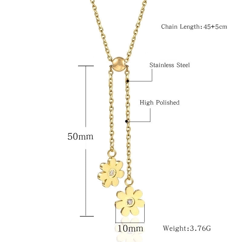 304 Stainless Steel 18K Gold Plated Casual Minimalist Plating Flower Pendant Necklace