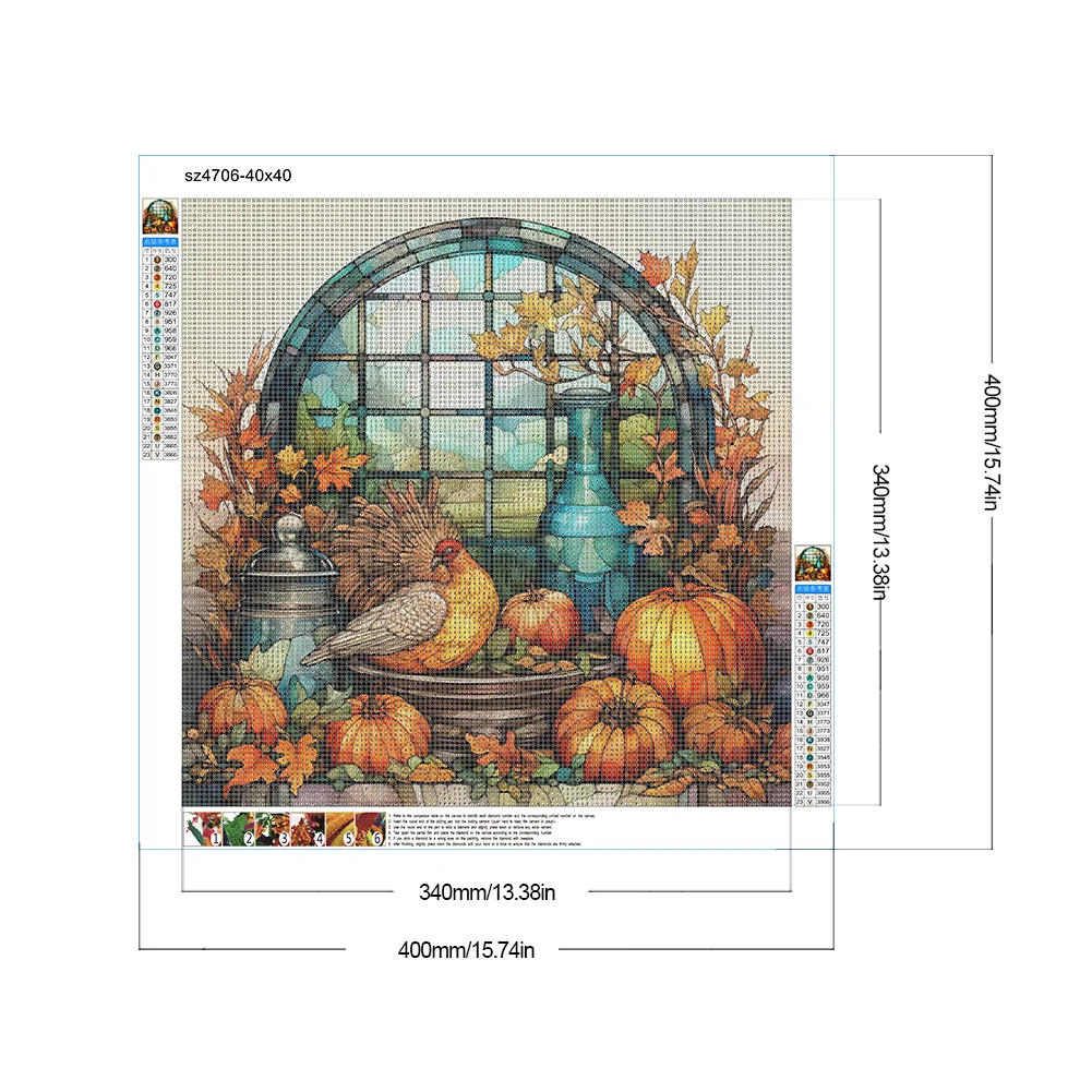 Diamond Painting - Full Round Drill - Pumpkin Turkey(Canvas|40*40cm)