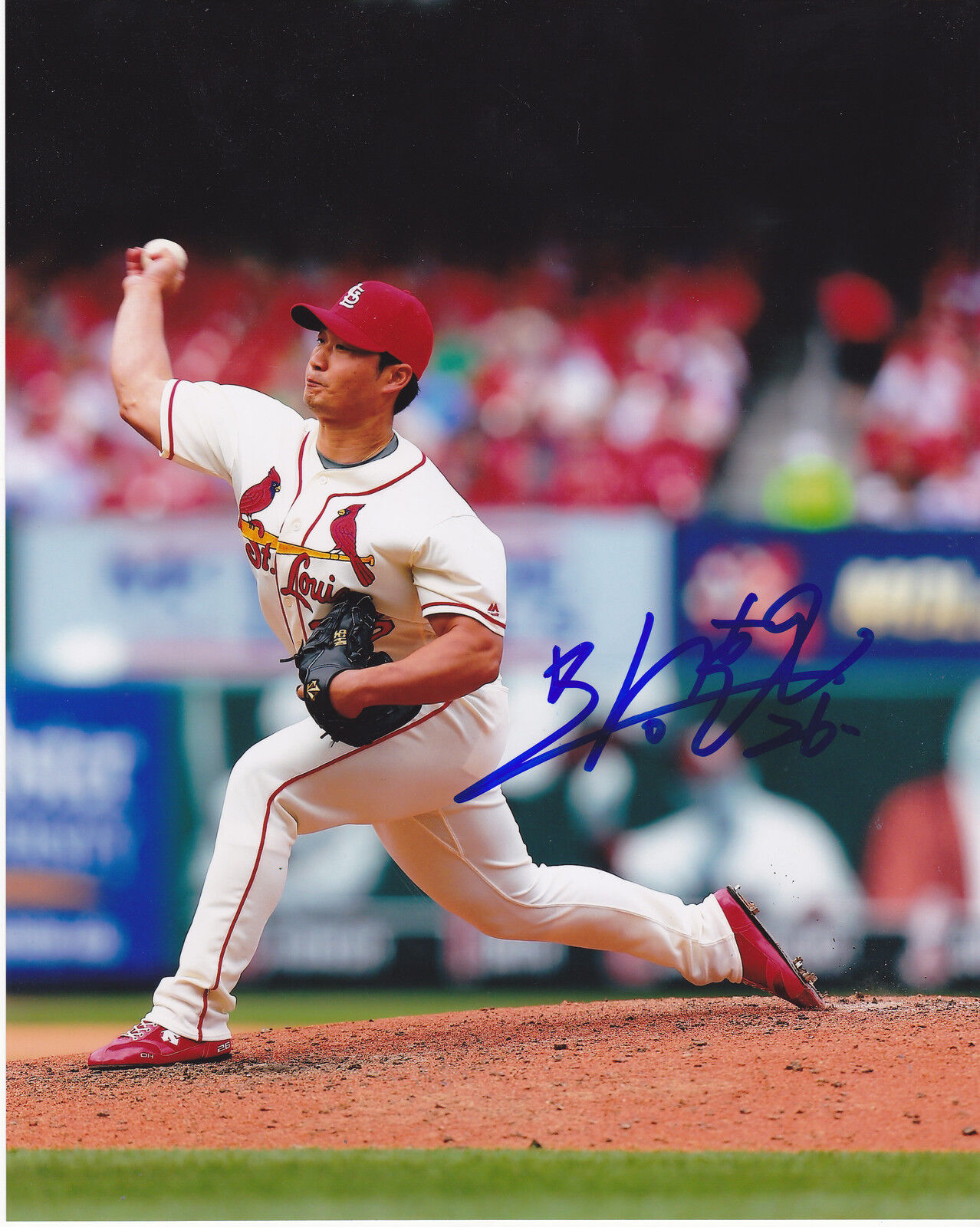 SEUNG HWAN OH ST. LOUIS CARDINALS ACTION SIGNED 8x10