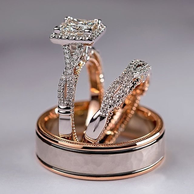 YOY-Mosaic AAA CZ Two Tone Romantic Female Engagement Rings