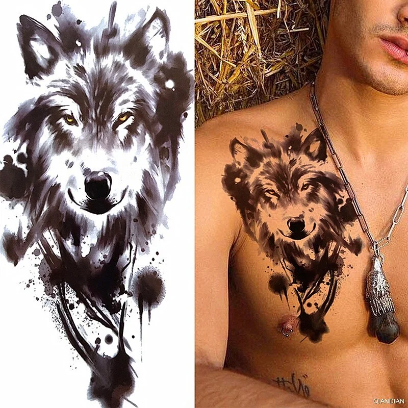 Wolf Tiger Manipulator Temporary Tattoo Sticker Waterproof Skull Flower Compass Eagle Deer Body Arm Sleeve Fake Totem Women Man