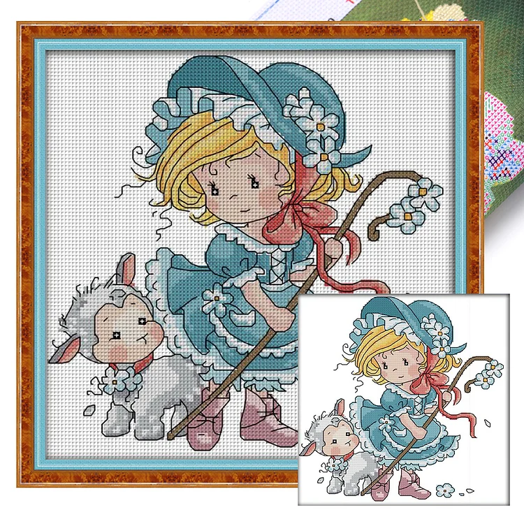 Joy Sunday-Shepherdess (28*29cm) 14CT Stamped Cross Stitch gbfke