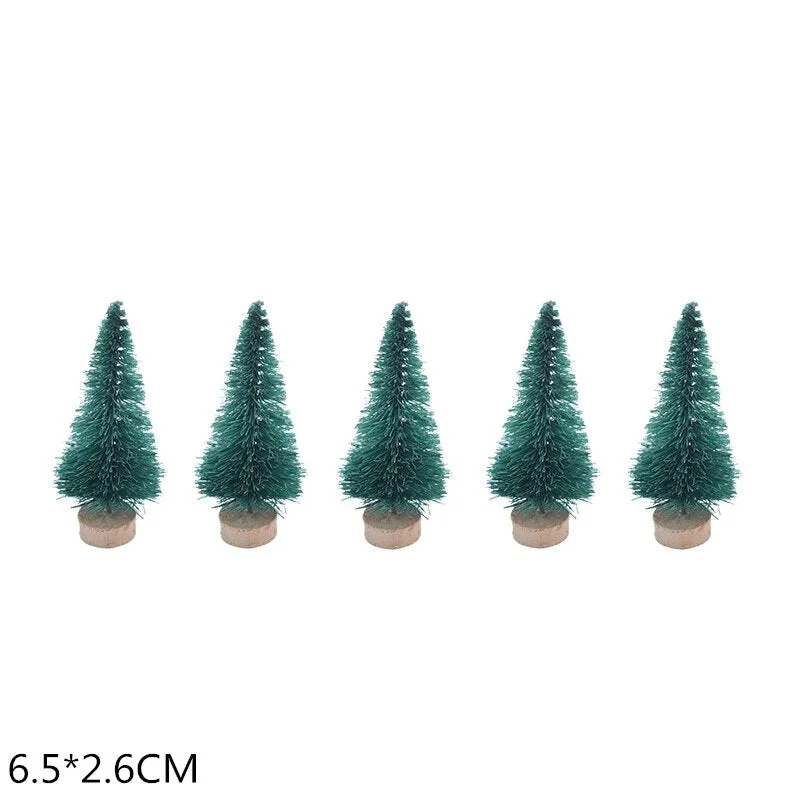 5Pcs 5-16cm Sisal Fiber Mini Christmas Tree Snow Frost Pine Tree DIY Craft Christmas Party Table Decoration Christmas Ornaments
