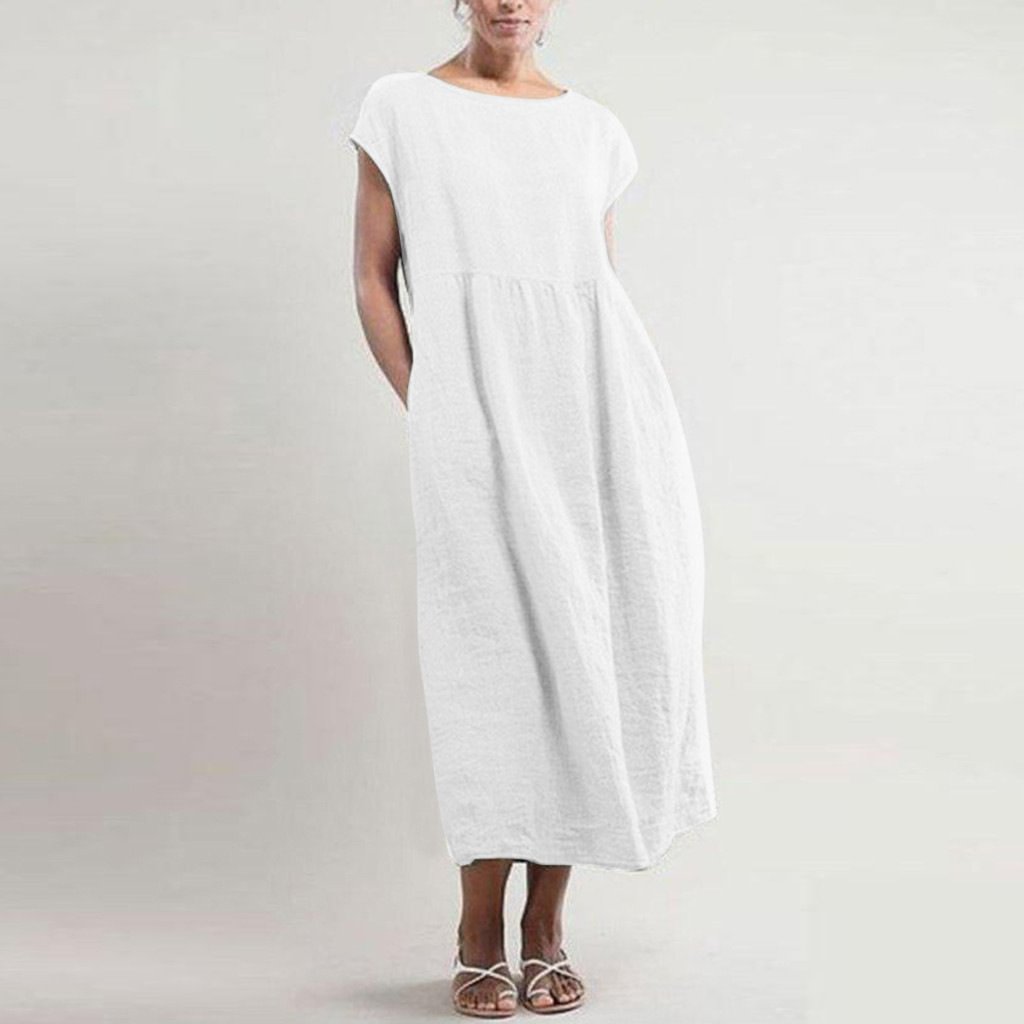 Solid Color Loose Pocket Dress