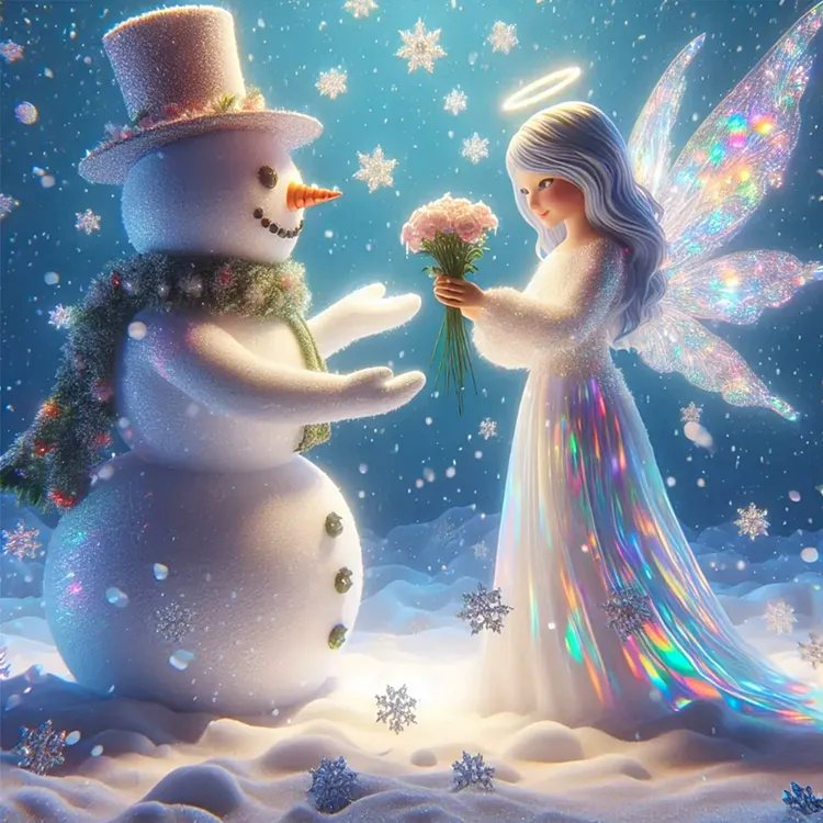 Angel Snowman 40*40cm(canvas) Full Round Drill Diamond Painting gbfke