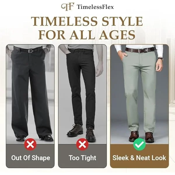 TimelessFlex - Men's High Stretch Straight Fit PTimelessFlex &ndash; Men&rsquo;s High Stretch Straight Fit Pantsants, Lightweight Pants Business Casual Work Trousers Straight 30 Regular Blue