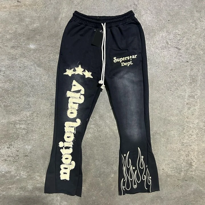 Vintage Retro Superstar Dept Graphic Flared Trousers