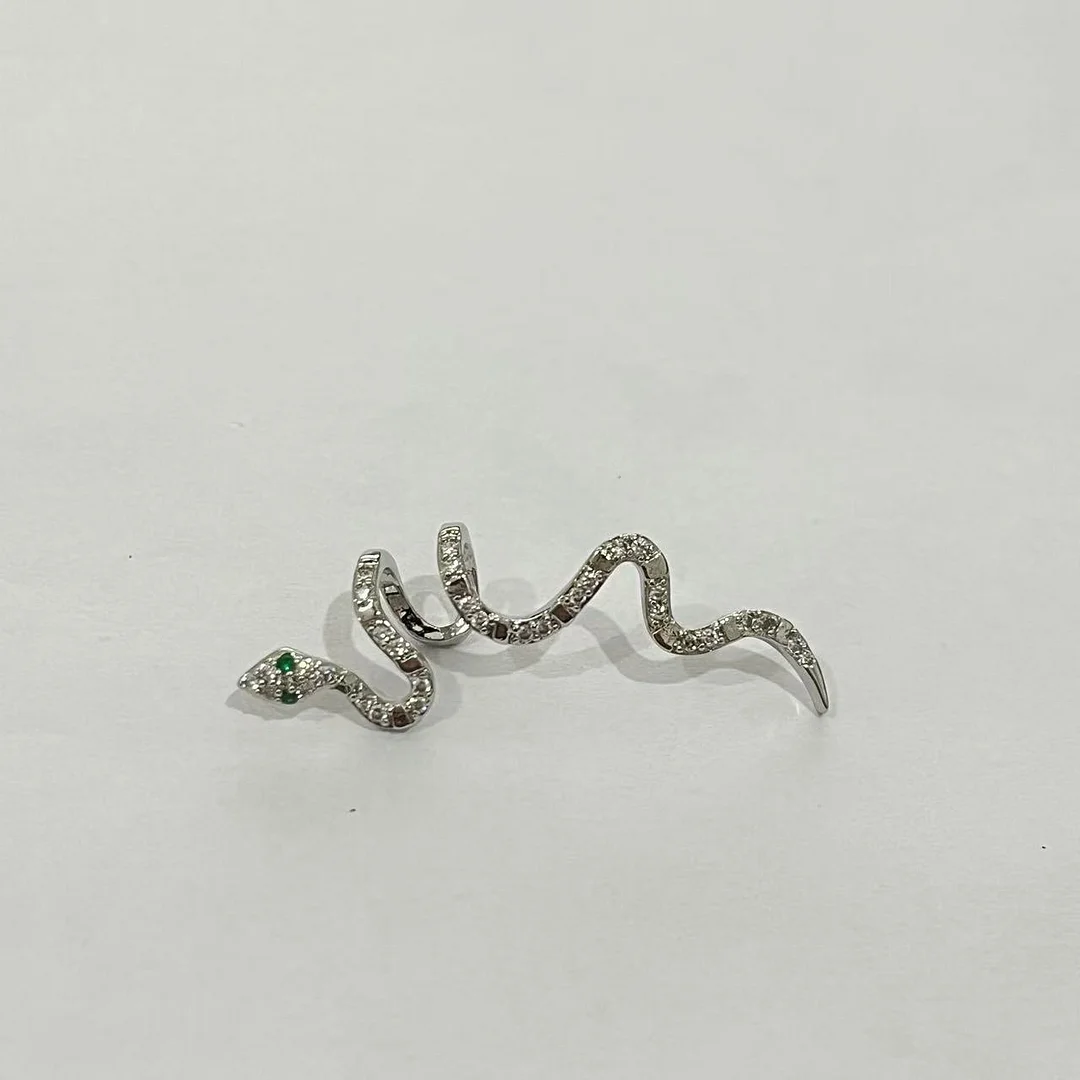 Snake Ear Bone Clip Gold Plated Zirconia Earrings