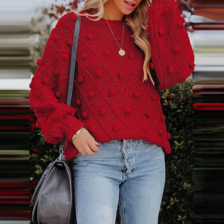 Fashion Ball Loose Pullover Knitted Sweater