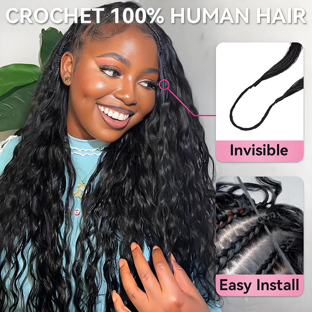 Italian Curly Crochet Human Hair Pre Loop Extensions BORUIHAIR