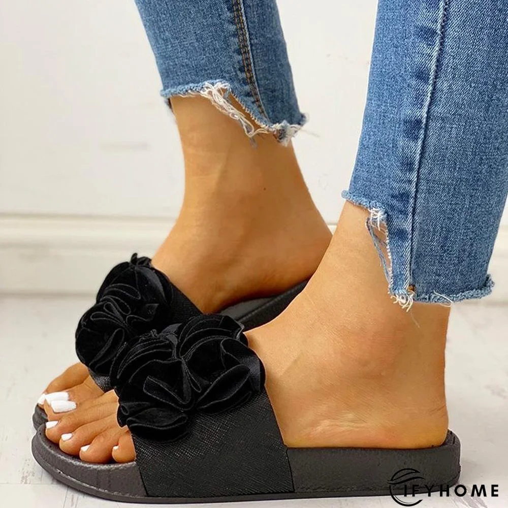 Women Flower Flat Heel Casual Summer Slippers | IFYHOME