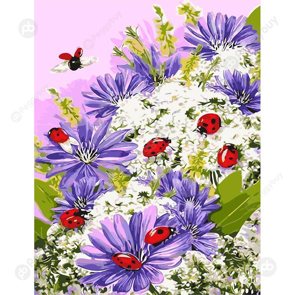 

40*50CM Paint By Numbers-Flowers and Insect, 501 Original