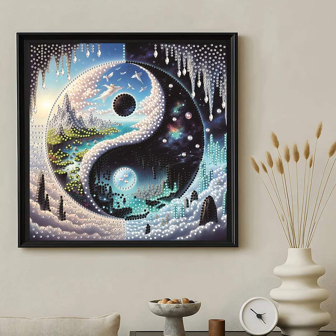 Scenery Yin Yang Bagua Special Shaped 5D DIY Partial Drill Diamond Painting Kits for Adults Beginners Home Decor Diamonds Paintings Gem Art 30x30cm