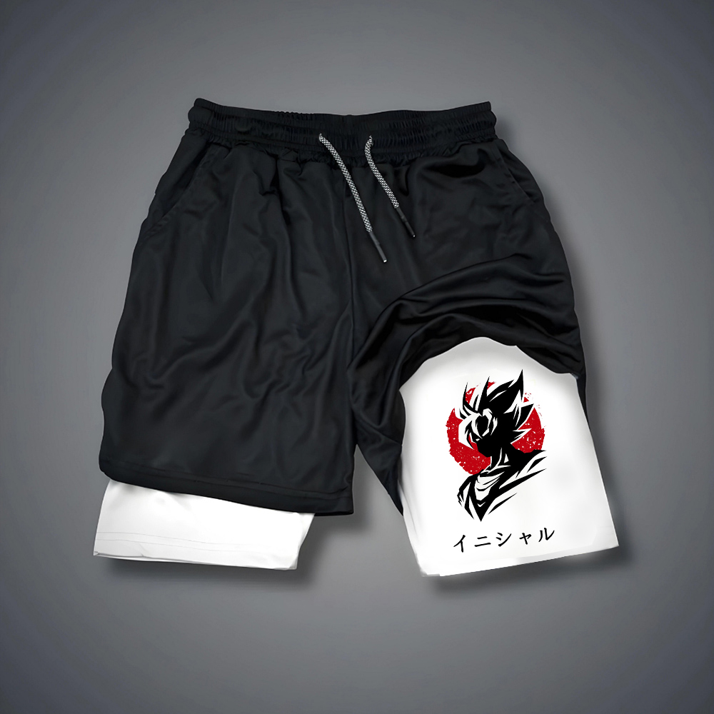 Men's Dragon Ball Anime Print Double Layer Gym Shorts