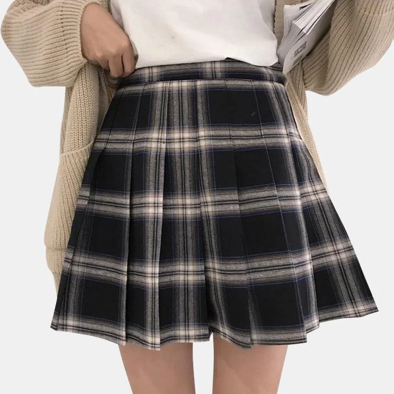 Harajuku Pleated Plaid Skirt