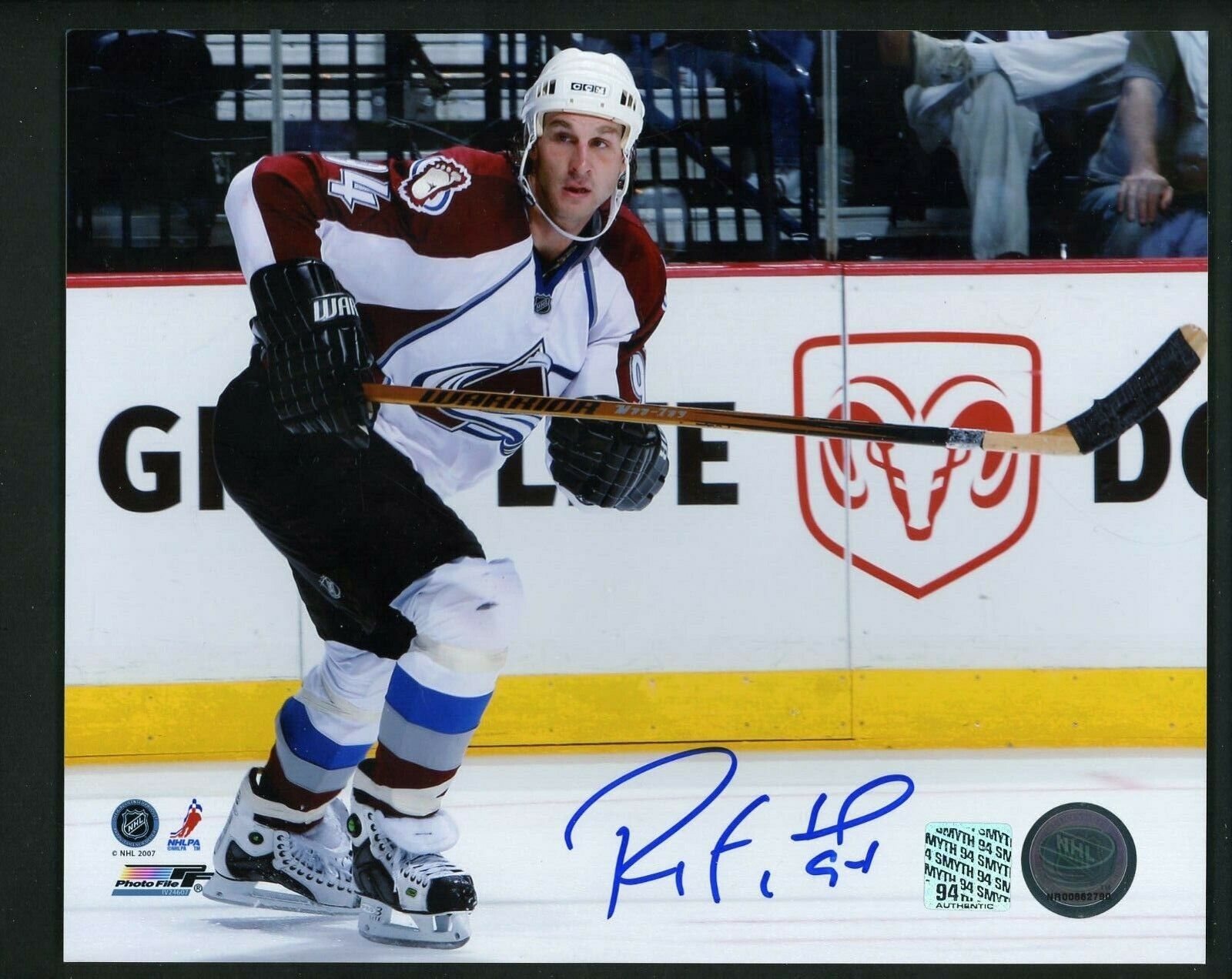 Ryan Smyth authenticated Signed Autographed 8 x 10 Photo Poster painting Colorado Avalanche