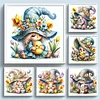 (Multi Style)Gnome Holding A Duckling-Full Embroidery 3 Strands 11CT Stamped Cross Stitch-50*50CM