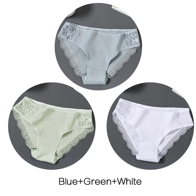 FINETOO M-XL Women Cotton Underpants Sexy Lace Panties Low-rise Briefs for Girls Comfortable Underwear 2020 Female Lingerie New