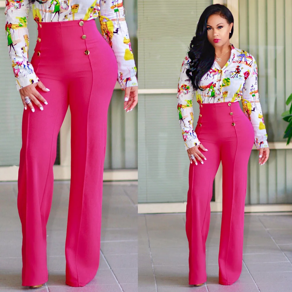 Uveng Fashion Cool Double-breasted Flared Color Can Pants