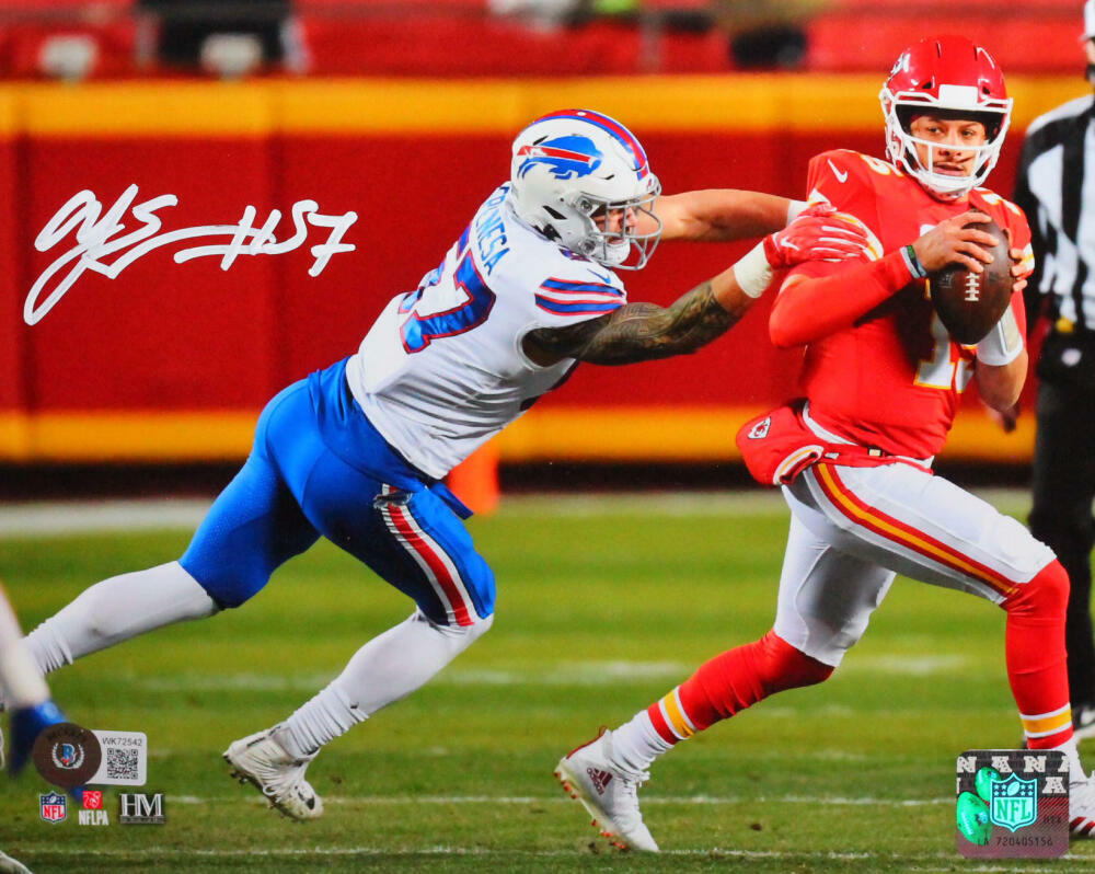 AJ Epenesa Autographed 8X10 Bills Vs Chiefs HM Photo Poster painting- Beckett W Hologram *White