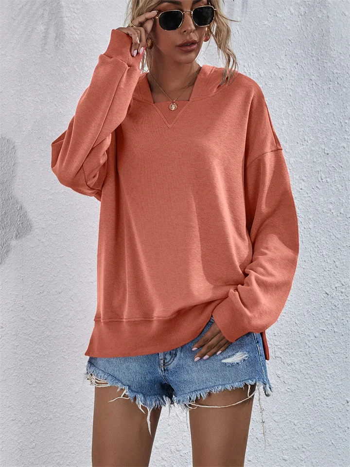 Solid Color Women's Autumn and Winter New Padded Sweatshirt Women Hooded Comfortable Casual Loose Top-Cosfine