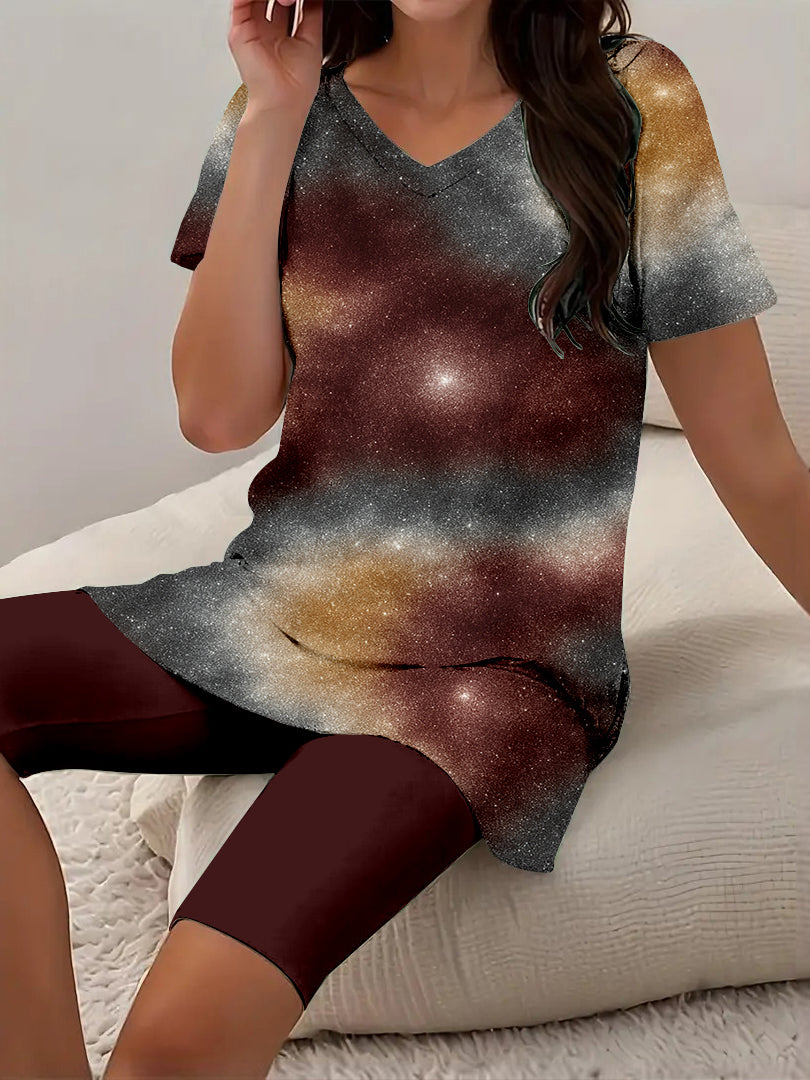 Women Long Sleeve V-neck Graphic Floral Printed Top