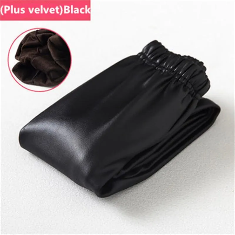 2021 New Spring Autumn Kids Girl Leggings Baby Girls Boys Skinny Pencil Pants Faux PU Leather Children Leggings Black Wine Color