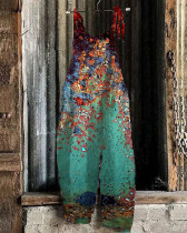 Women's Abstract Print Loose Casual Jumpsuit