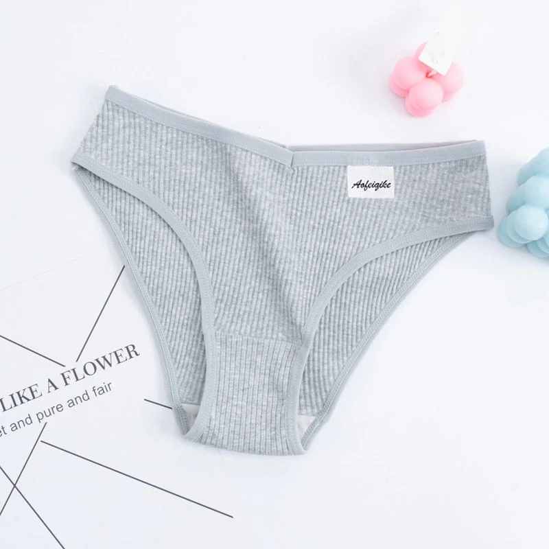Women's Panties Cotton Underwear Sexy V Waist Lingerie Girl Low-Rise Soft Briefs Panty Underpants Solid Color Female Panties