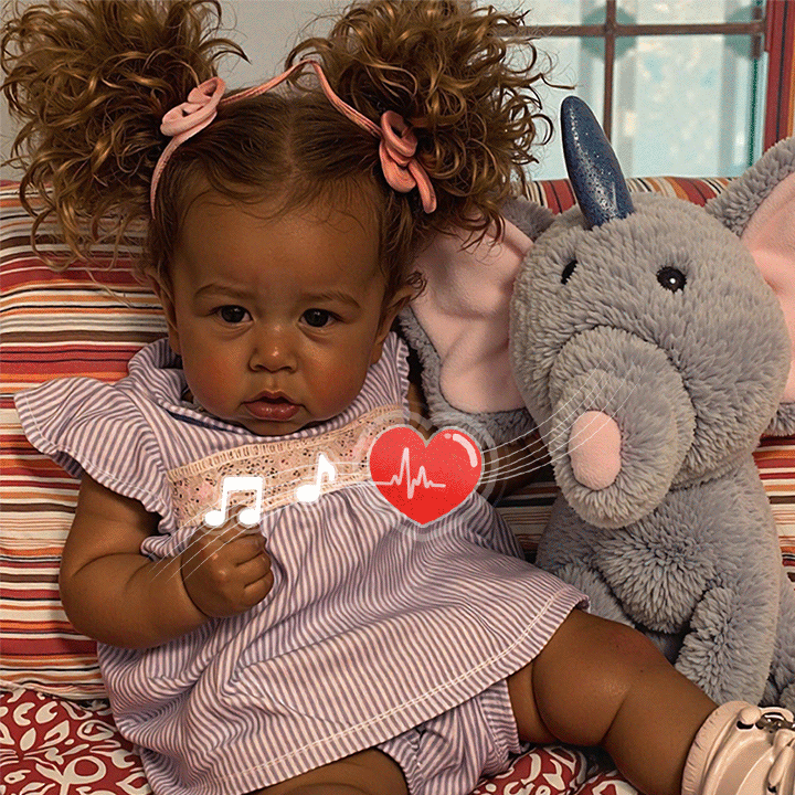  [Heartbeat💖 & Sound🔊] African American 20'' Handmade Vivienne Black Reborn Toddler Baby Doll Girl with Clothes - Reborndollsshop®-Reborndollsshop®