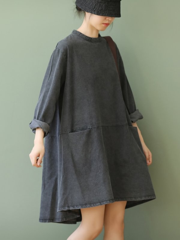 Urban Split-Joint A-Line Long Sleeves Mini Dress