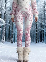Women's Vintage Viking Wings Rose Print Leggings