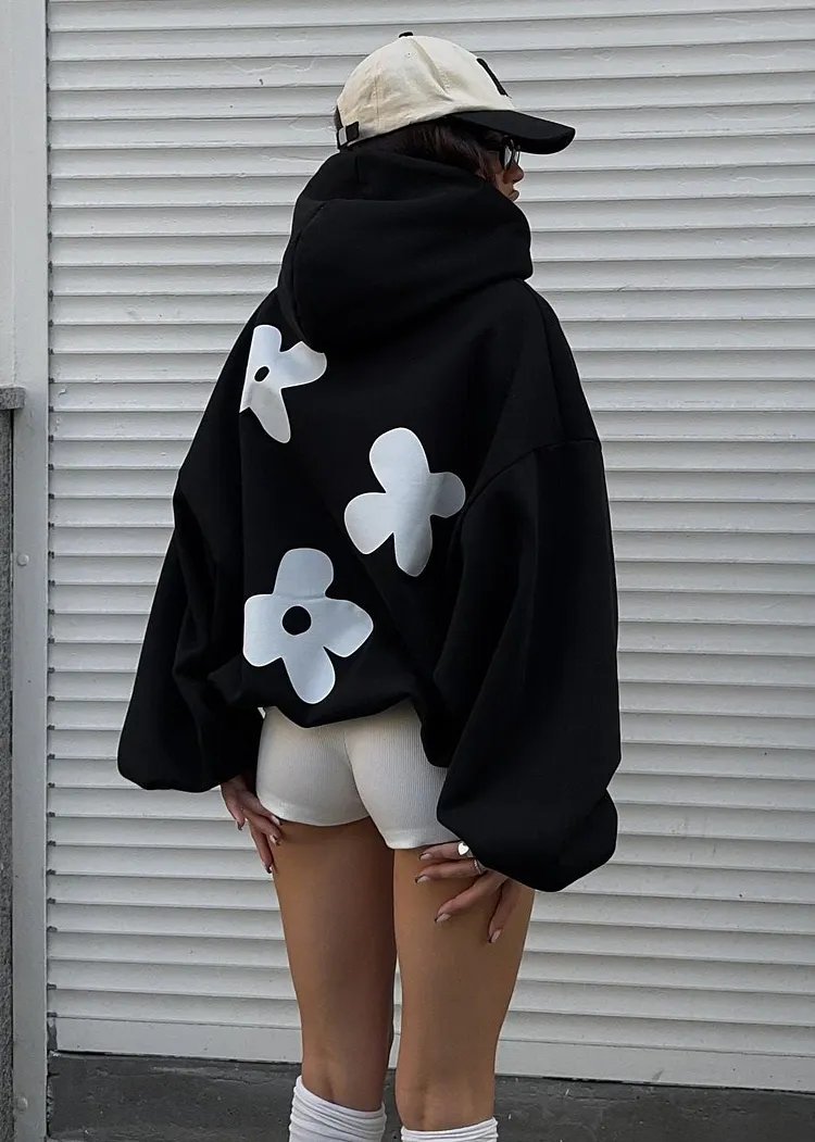Graphic Bloom Oversized Hoodie