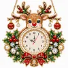 Acrylic Special Shape Xmas Deer Diamond Pearl Painting Clock Handicraft Hanging Kit