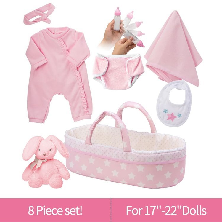 [It's a Girl!] Adoption Reborn Baby Clothes Essentials-8pcs Gift Set Accessories for 17"-22" Doll Minibabydolls® Minibabydolls®