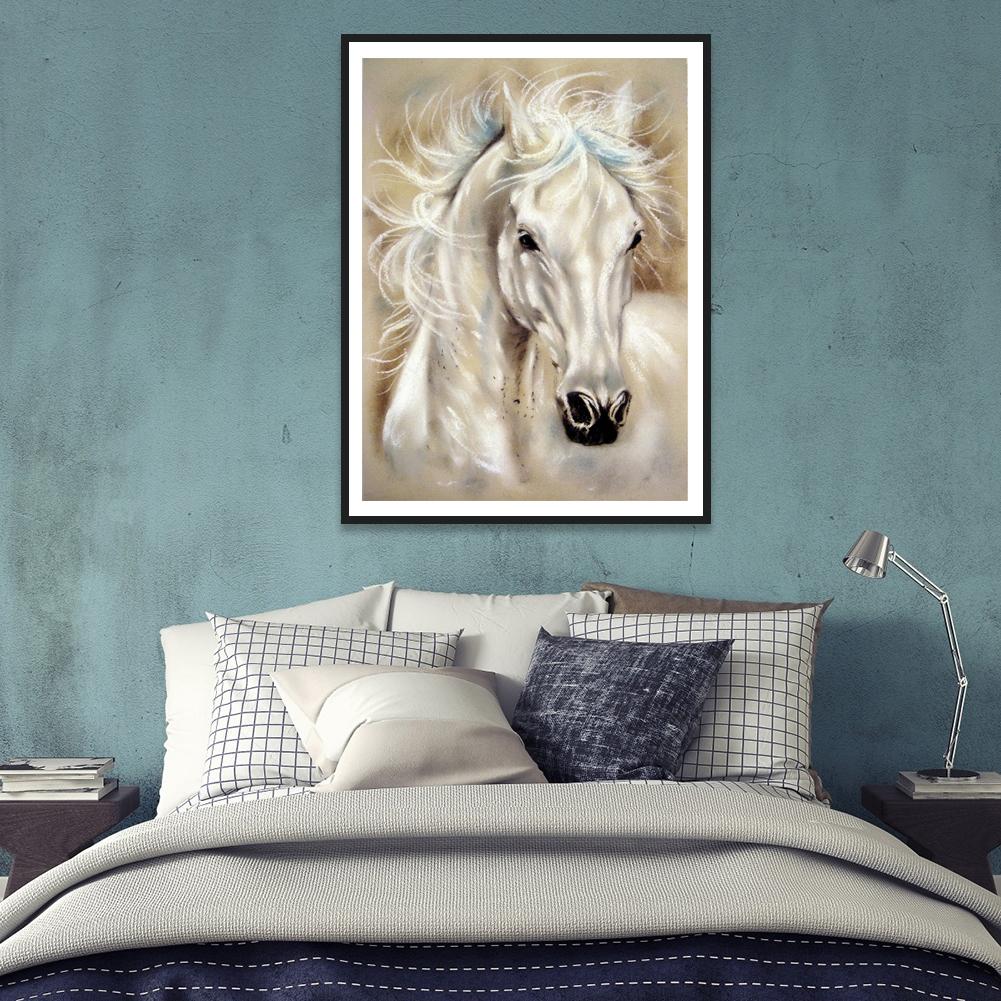 White Horse - Full Round Diamond Painting