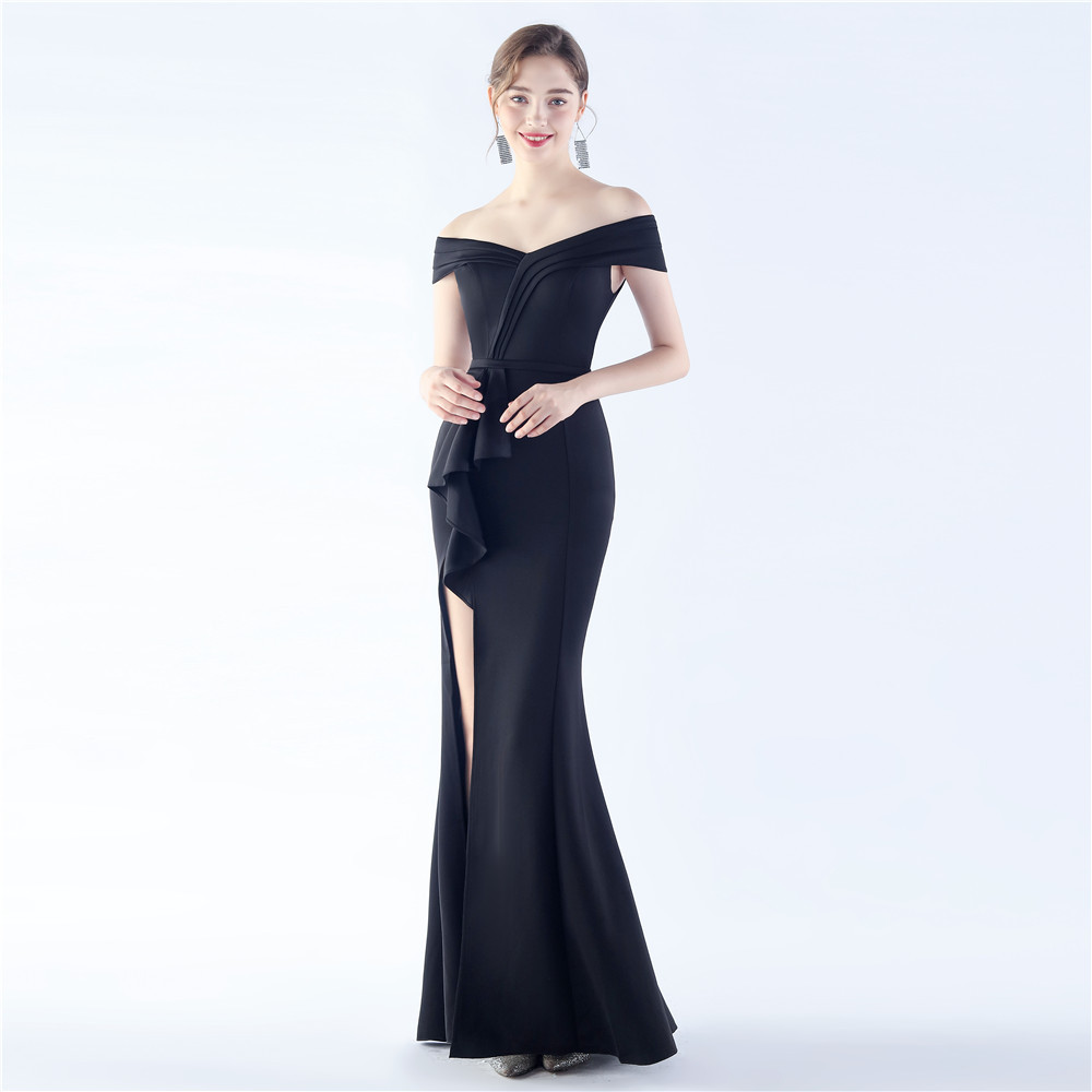 Classic Satin Off Shoulder Long Evening Dress - Elegant & Timeless - Ootddress Classic Satin Off Shoulder Long Evening Dress - Elegant & Timeless - Ootddress