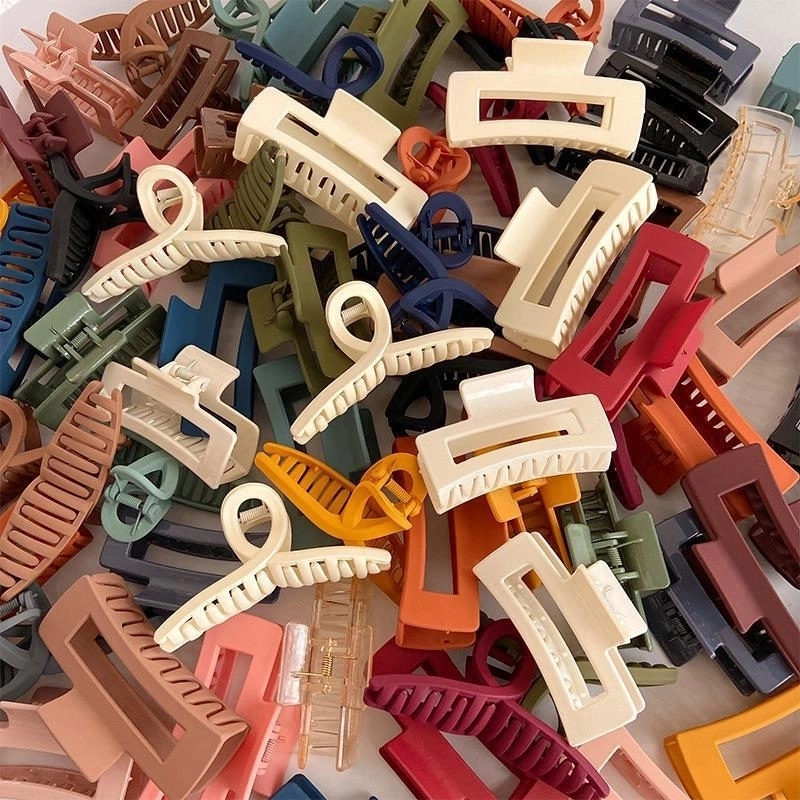 Vintage Frosted Grab Clip Candy Color Hairpin Hair Grab Back Of Head Large Shark Clip Fixed Hair Accessories Ponytail Clip Children