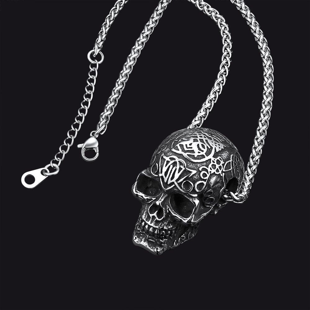 Gothic Skull Necklace Stainless Steel Pendant For Men