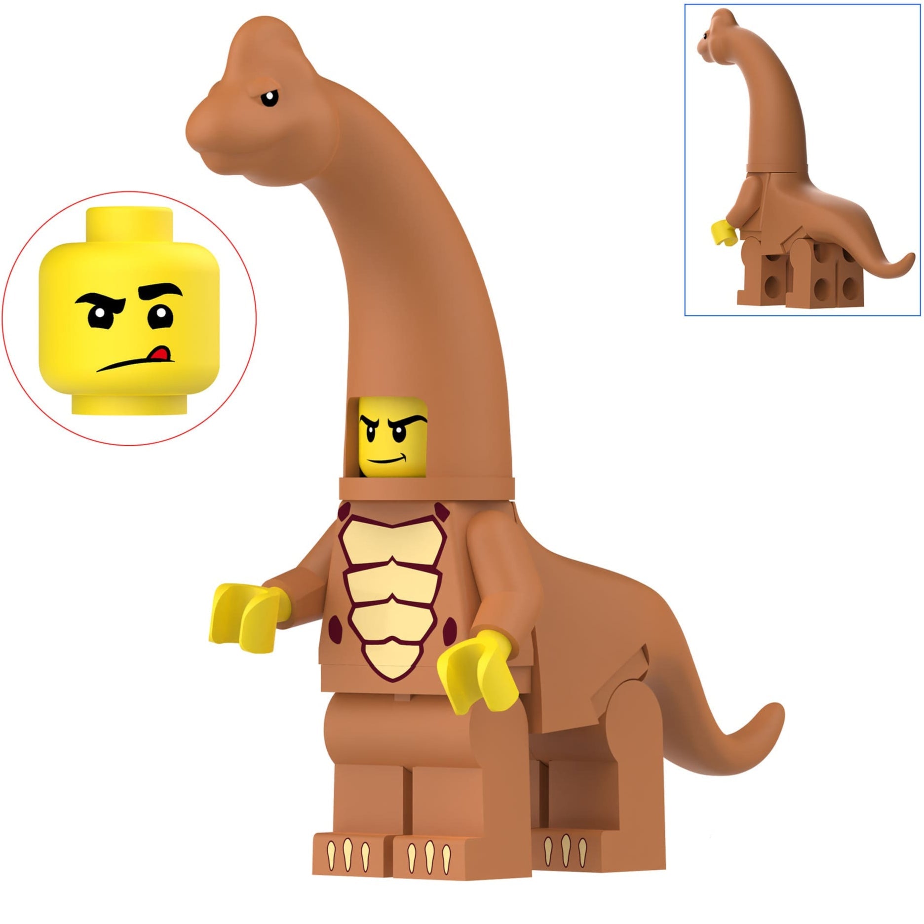 Orange Brachiosaurus Costumed Fan Custom Minifigure Minifigure Bricks monstertoys