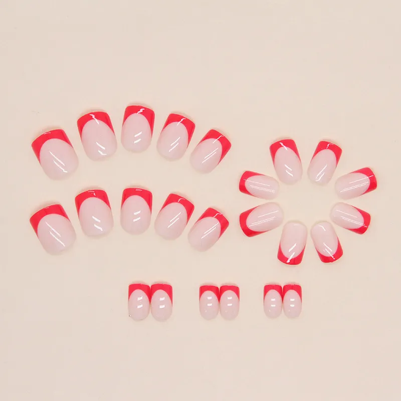 Churchf Churchf Square Simple Red French New Year Atmosphere Nail Atmosphere Fashion Wear A 24 Pieces Into A Piece