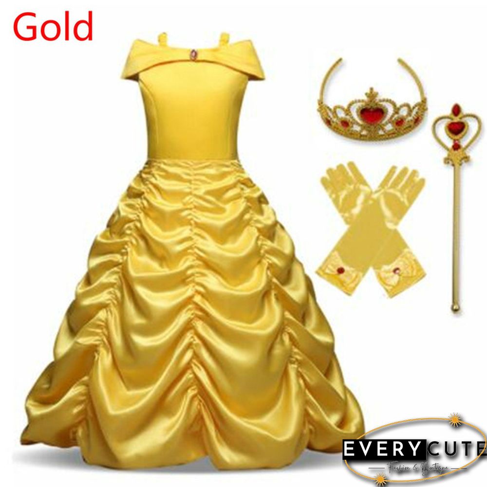 17 Styles Fancy Halloween Princess Cosplay Costume 4pcs Outfit with Accessories for 3-10 Years Kids Girls