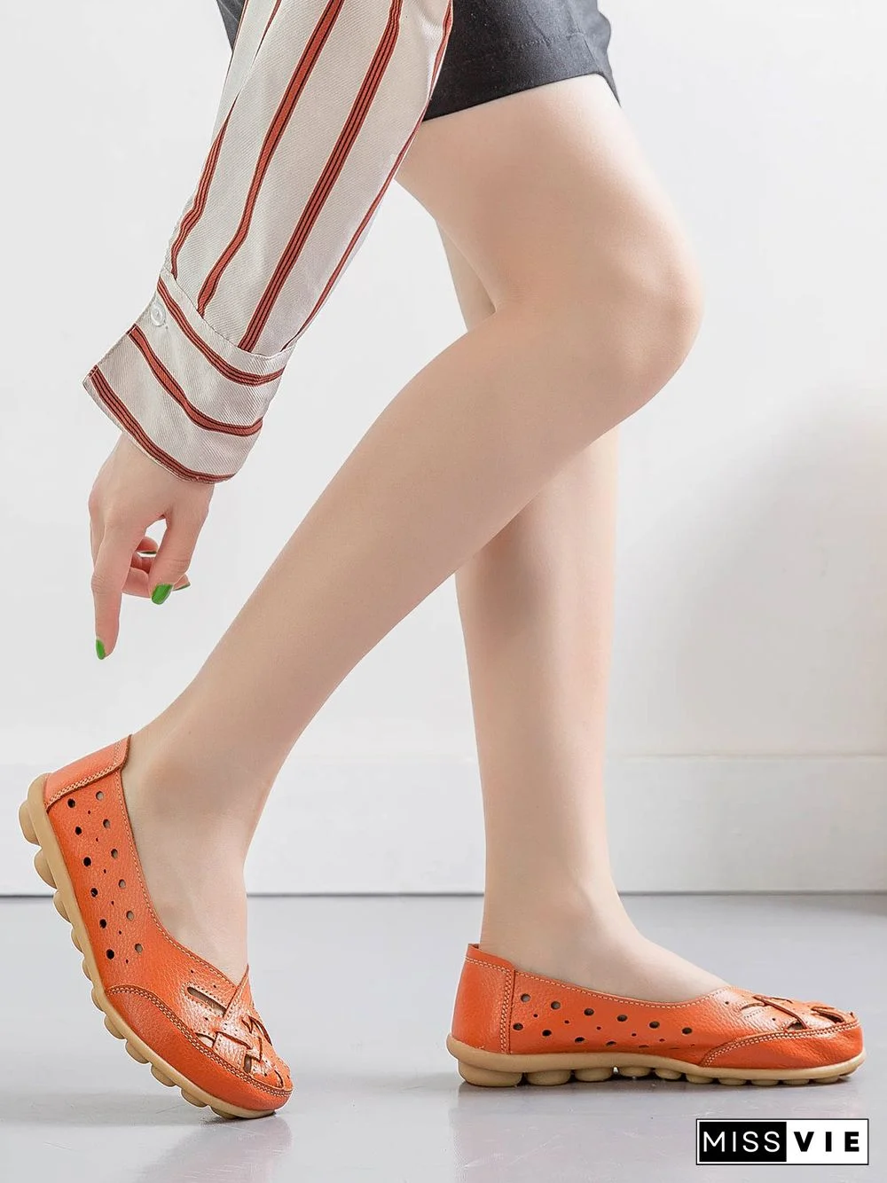 Hollow Leather Soft Sole Shoes