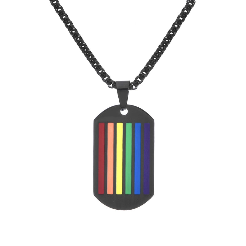 Basic Modern Style Classic Style Rainbow Titanium Steel Enamel Men's Pendant Necklace