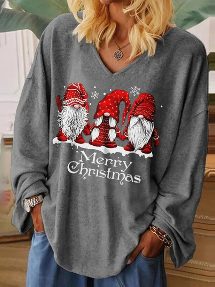 Merry Christmas Dwarfs Print Long Sleeve Tunic