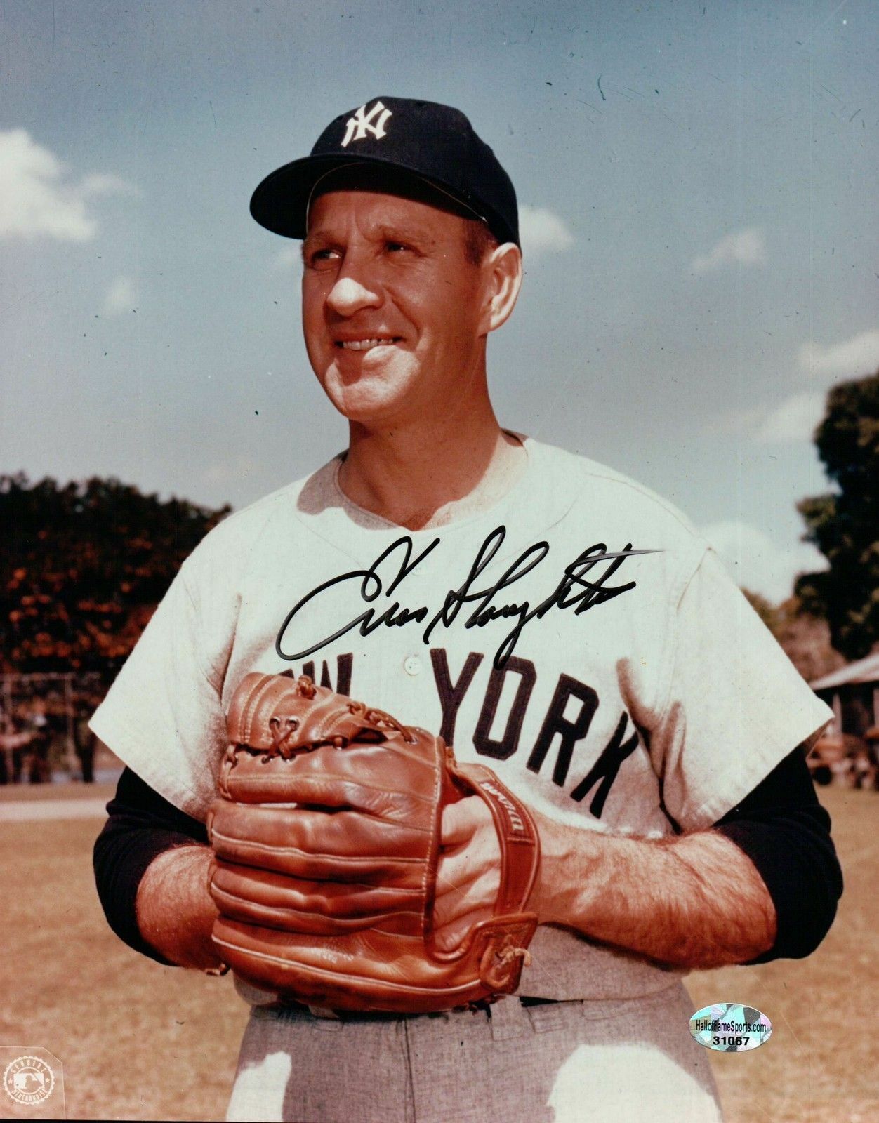 Enos Slaughter Signed 8X10 Photo Poster painting Autograph New York Yankees Black Ink Auto w/COA