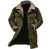 Men's Vintage Suede Patchwork Lamb Fleece Multi-Pocket Reverse Collar Outdoor Jacket Coat by Inlyline