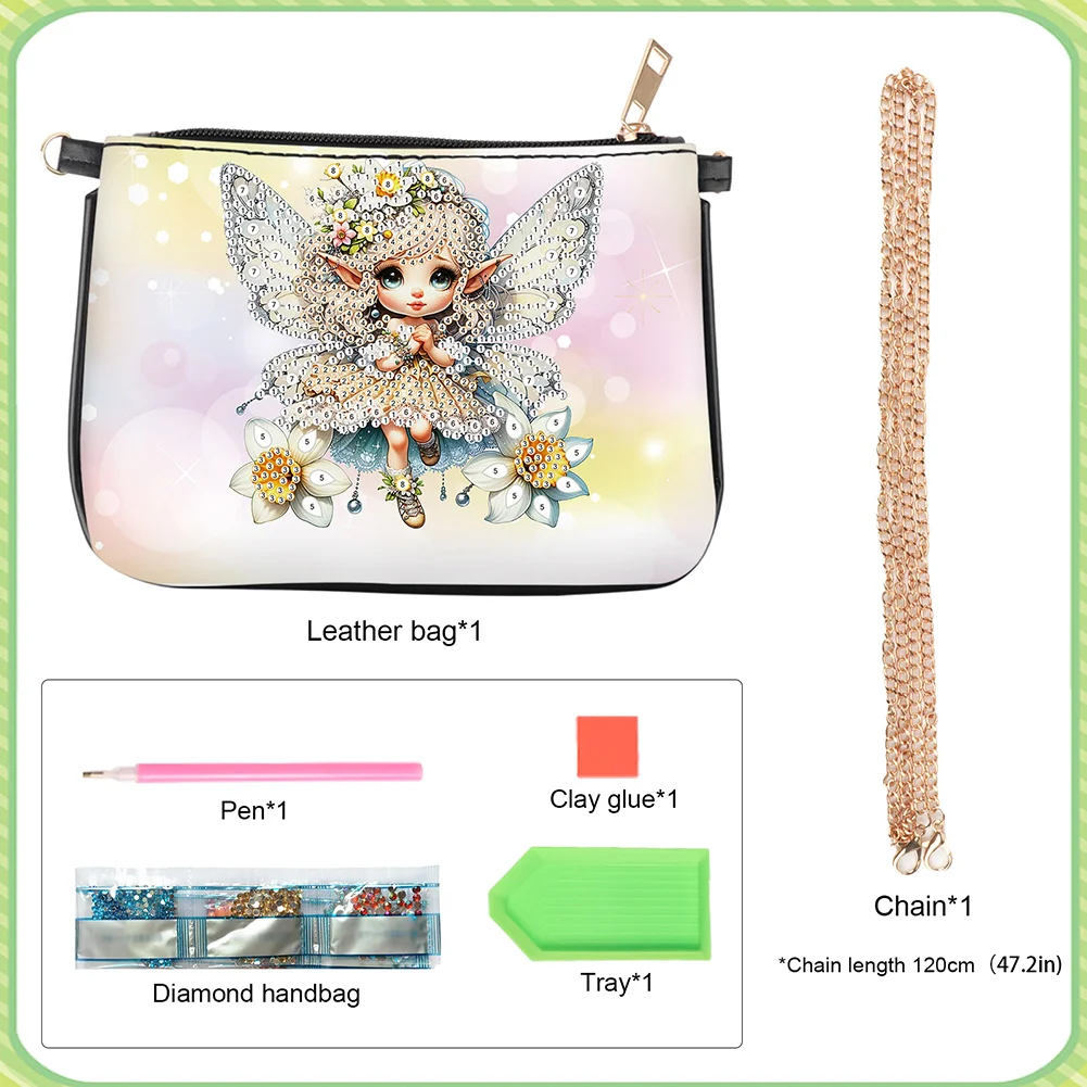 Butterfly Fairy Diamond Painting Coin Chain Purse 5D Diamond Handmade Chain Bag